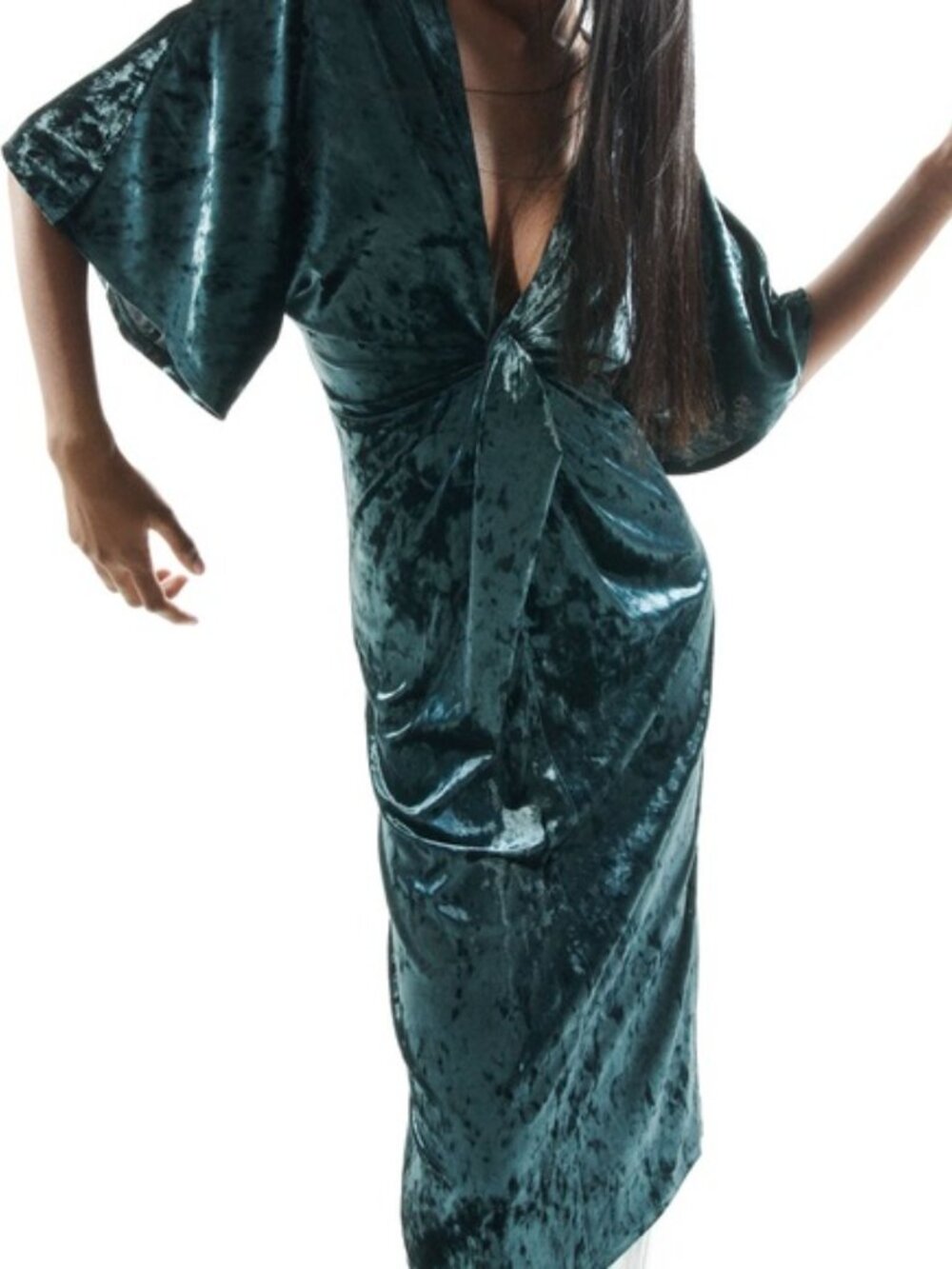 Teal Crushed Velvet Zara Dress Size L